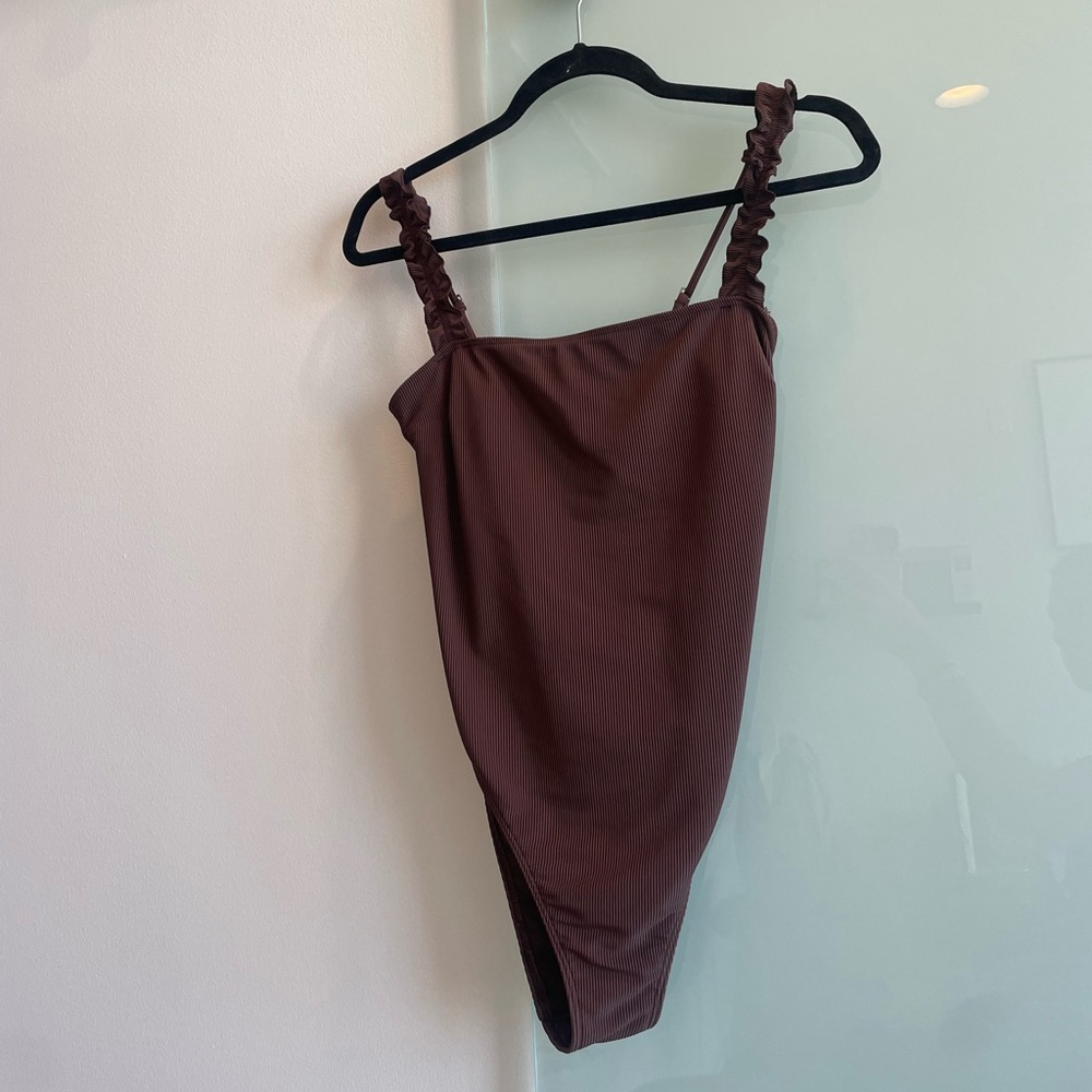 Abercrombie Brown Ruched Strap Bodysuit